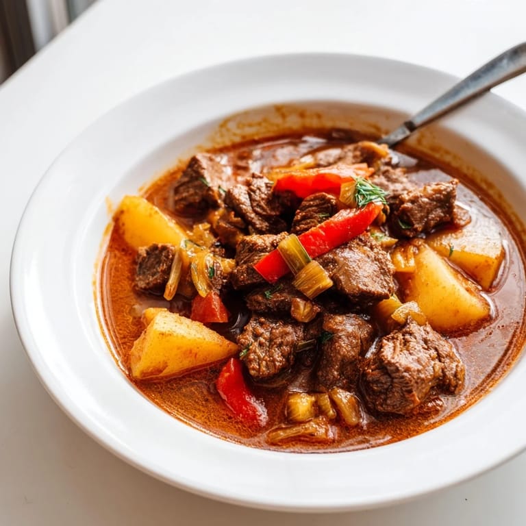 Get cozy with this hearty bowl of Smoked Paprika & Garlic Beef Stew, fragrant and delicious.