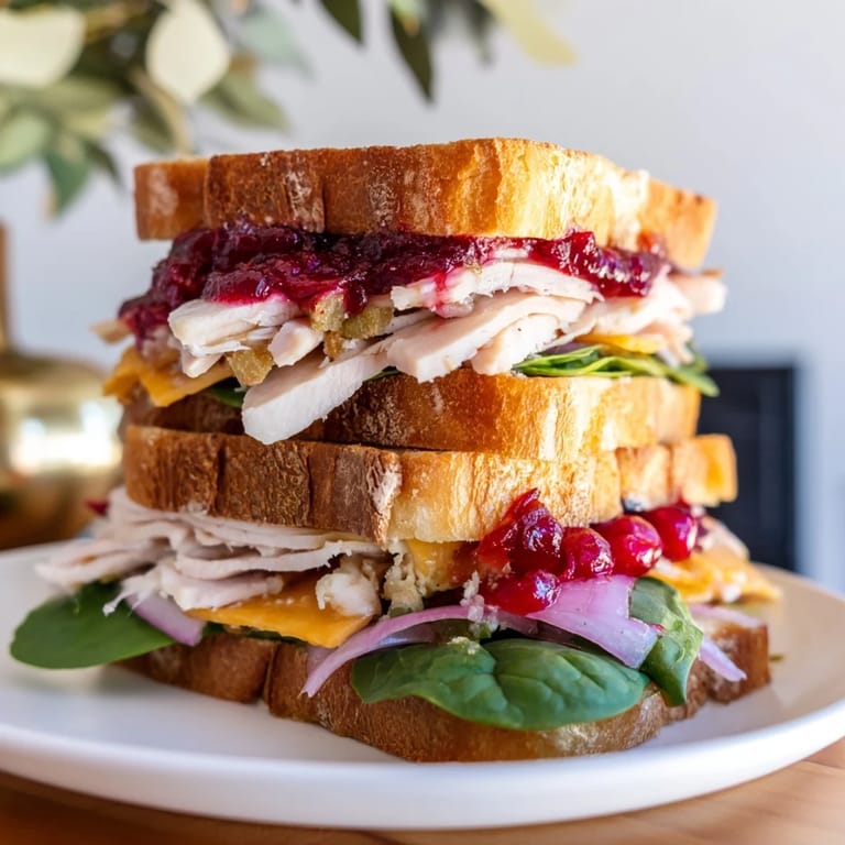 A warm, grilled Budget Christmas Sandwich on Brioche with melted cheddar, perfect for a quick holiday lunch.