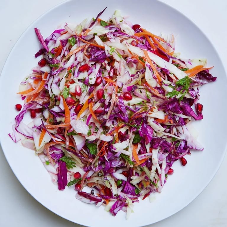 Perfectly chilled Shirazi-Inspired Winter Slaw; imagine the fresh taste of winter vegetables tossed in citrus.