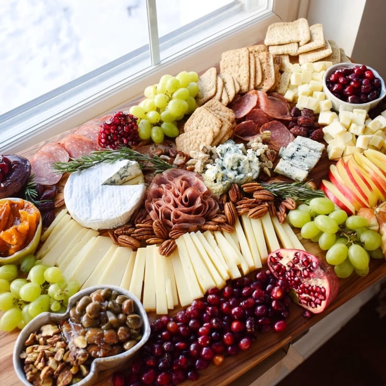 A beautifully arranged Winter Wonderland Grazing Tray, perfect for holiday entertaining, with a lovely assortment.