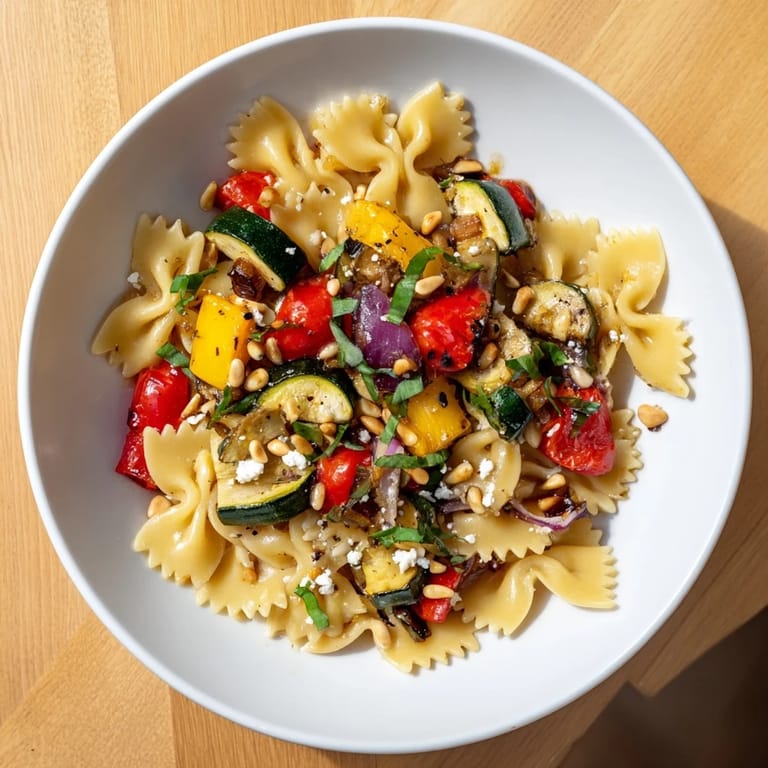 A beautiful photo of the final Festive Bow Tie Pasta Platter, garnished and ready for your dinner table.