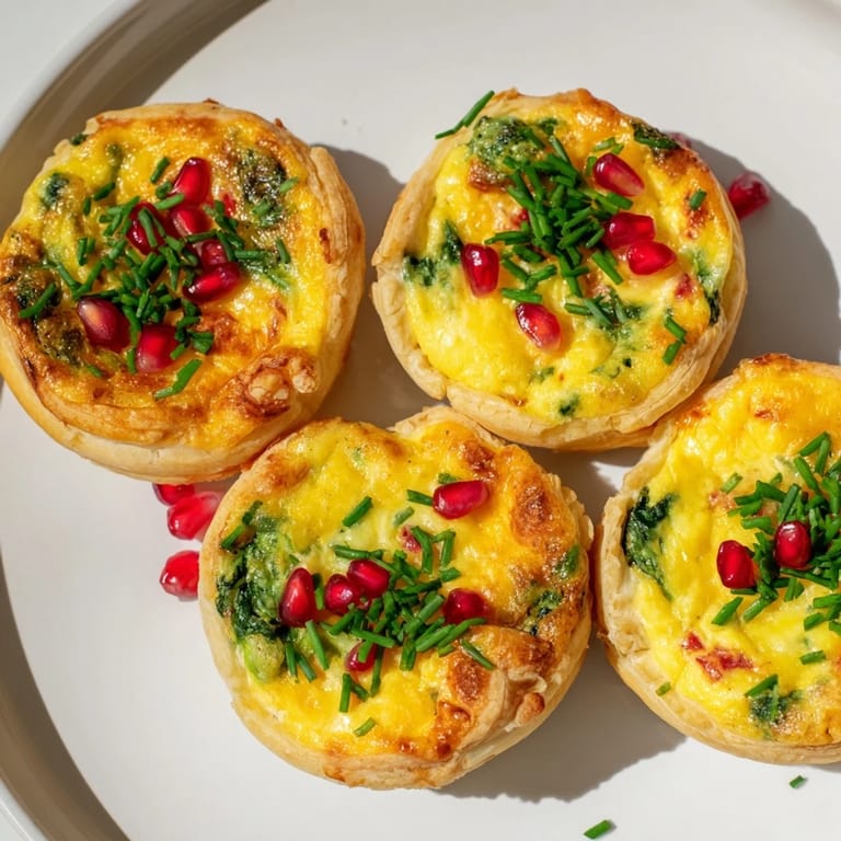 A delicious holiday spread featuring a festive arrangement of Savory Bites: Mini Quiche Christmas Tree appetizers.