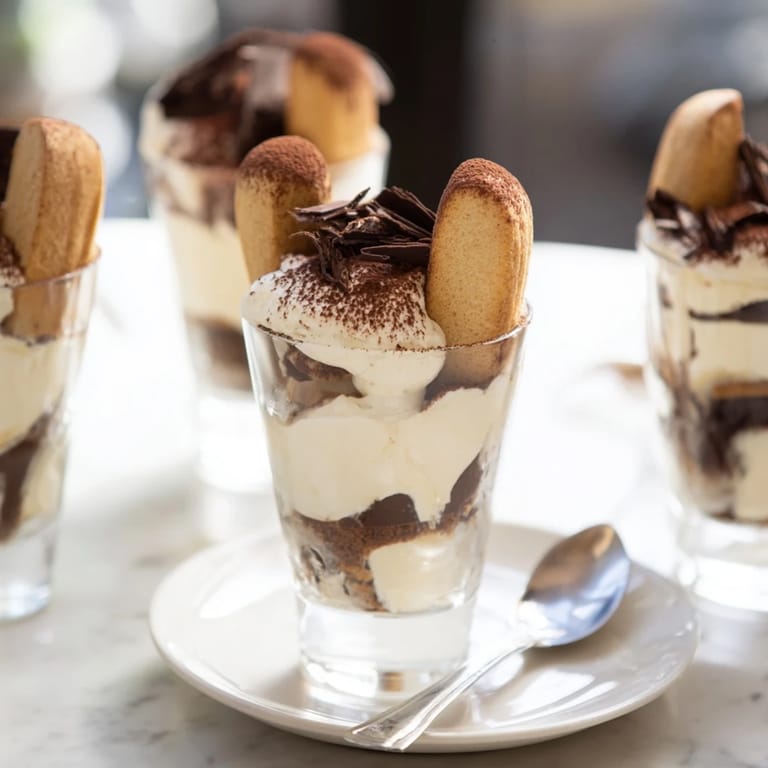 These individual Countdown Tiramisu Shots showcase coffee-soaked ladyfingers and whipped cream, ready to serve!