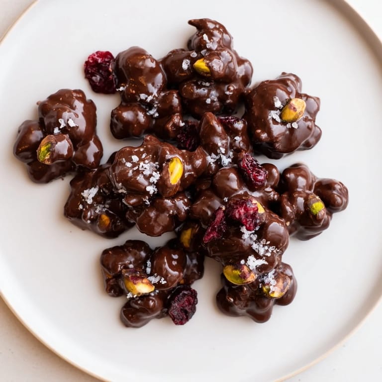 Freshly made Pistachio and Dried Cranberry Clusters, a delicious treat with vibrant cranberries and nuts.