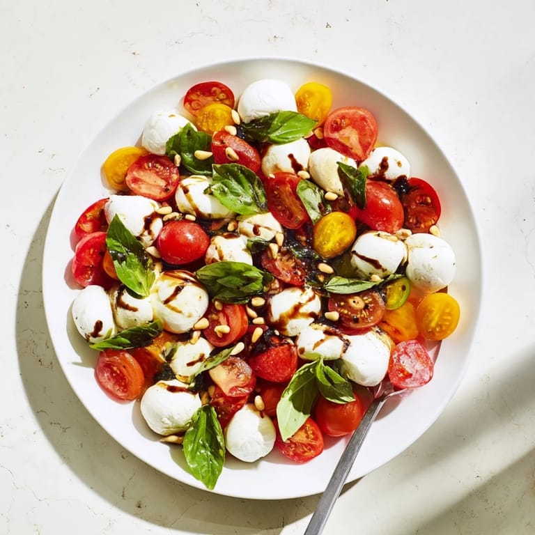 Fresh Appetizer Wreath: Colorful cherry tomatoes and soft mozzarella nestled with fragrant basil.