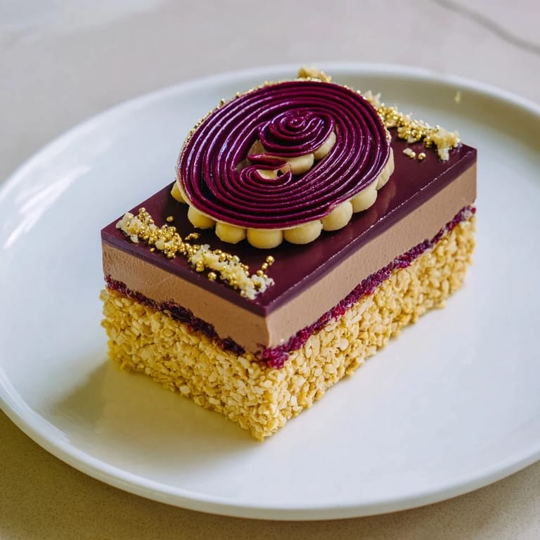 Layers of the Golden Ratio Shell reveal the delicate spiral, a stunning modern European dessert presentation.