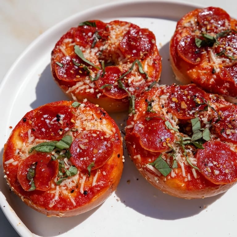 Oven-baked Mini Pepperoni Pizza Bagels, with bubbling mozzarella and crispy pepperoni, ready to enjoy.