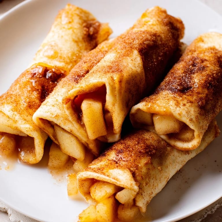 Warm, cinnamon-sugar coated Apple Pie Roll-Ups with a delicious, baked apple interior, perfect dessert.