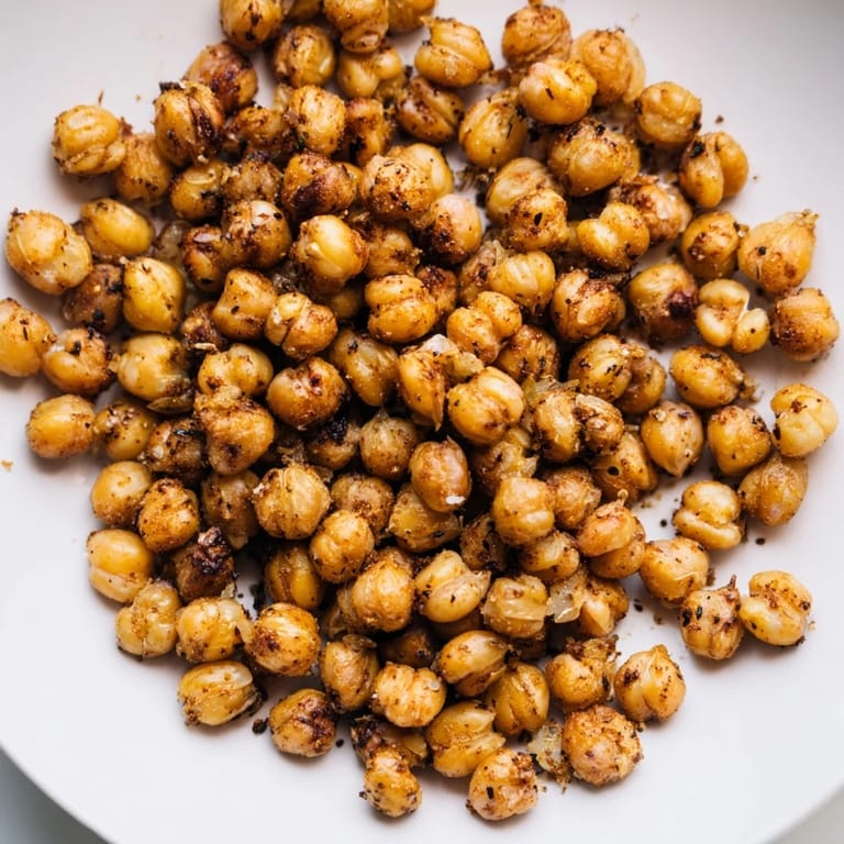 A bowl piled high with delicious Crispy Chickpea Snack, ideal for a vegan afternoon snack, fragrant and savory.