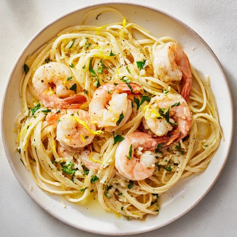 Tender shrimp and pasta coated in lemon herb sauce, a delicious take on Lemon Herb Pasta.