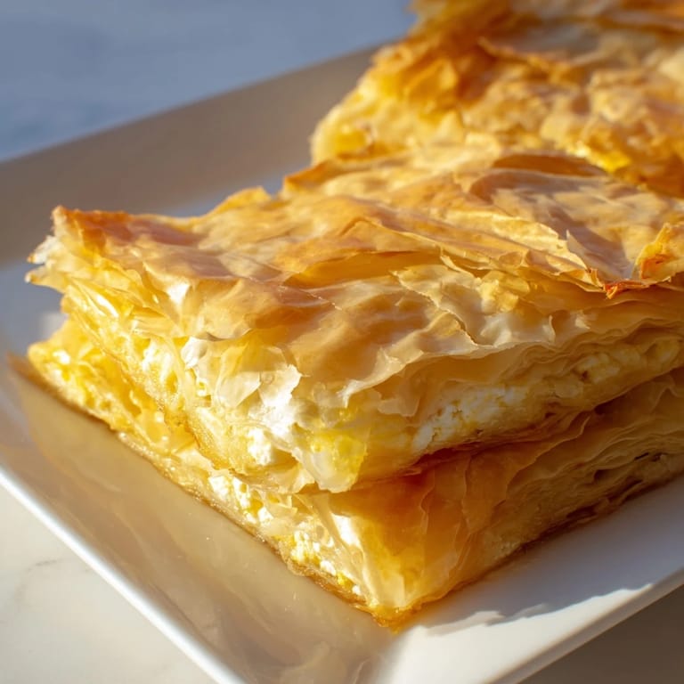 Crispy layers of phyllo and savory feta filling bake to perfection in this delicious Bulgarian Banitsa.