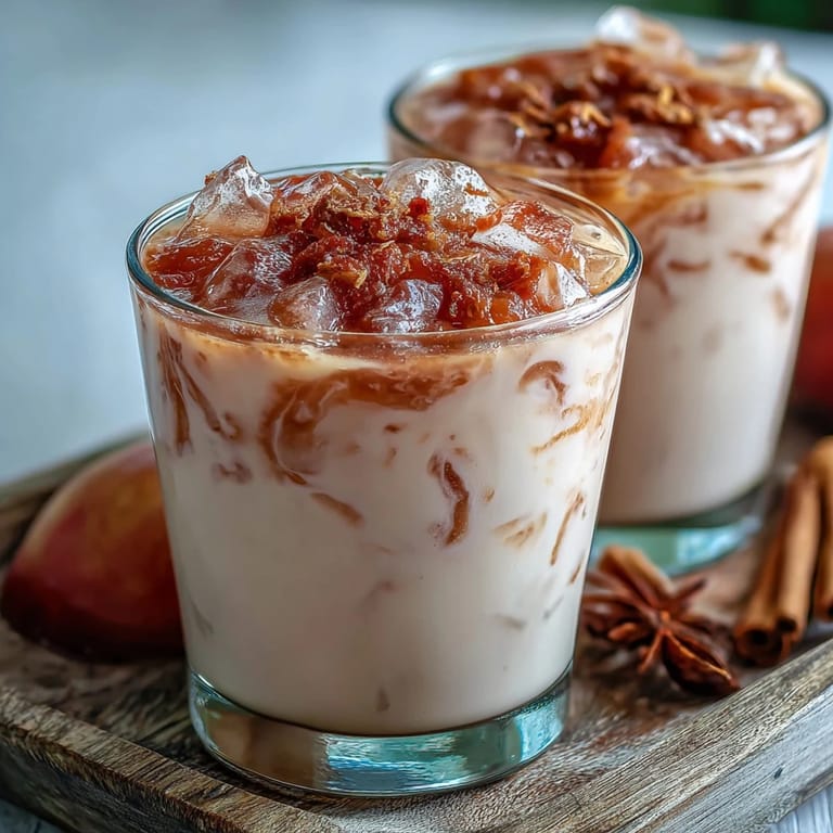A chilled glass of Guava Coquito with creamy texture, sprinkled cinnamon, and a festive straw.