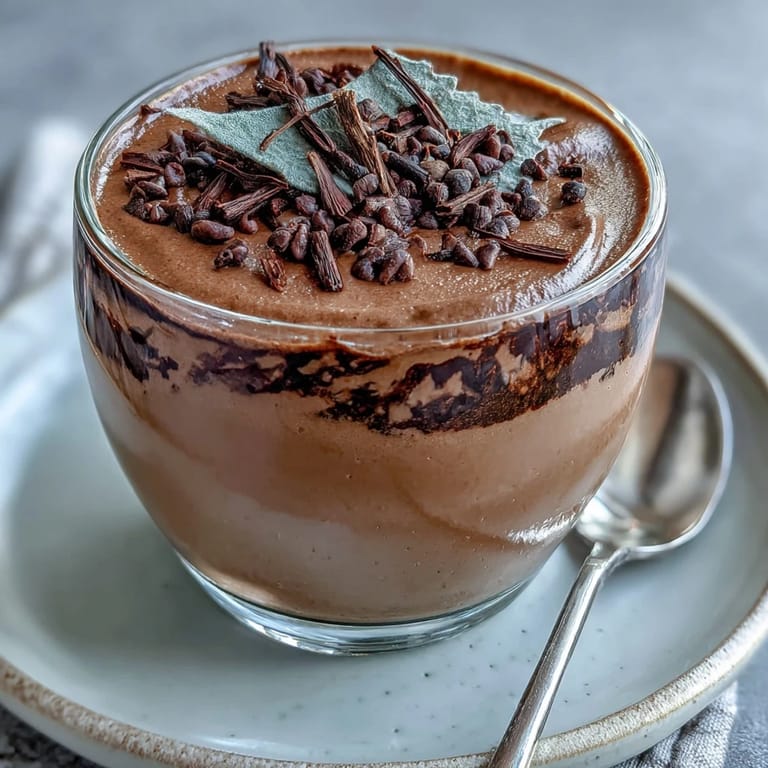 Layers of airy hojicha mousse infused with earthy Japanese tea, garnished with toasted hojicha leaves for a fragrant finish.