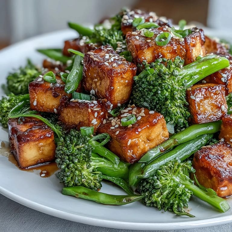 Colorful Asian-inspired tofu stir-fry featuring tender-crisp vegetables and savory teriyaki glaze, perfect for a quick vegan dinner.  