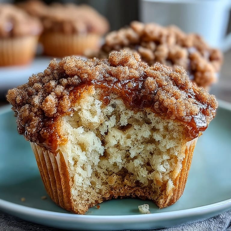 Soft, moist banana muffins made with sourdough discard and finished with a buttery cinnamon streusel.