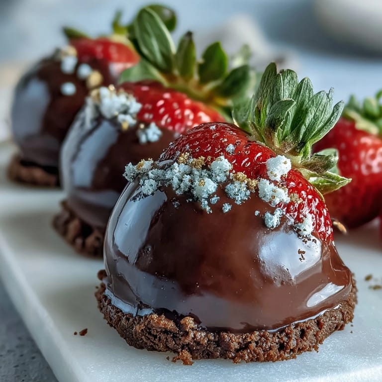 Dubai Chocolate Strawberry Truffles with Gold Flakes: Decadent dark chocolate truffles blended with freeze-dried strawberries, elegantly decorated with shimmering gold flakes for a lavish treat.