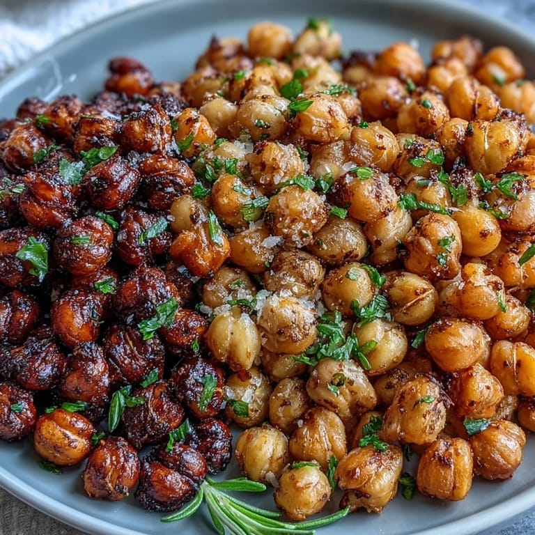 Golden roasted chickpeas with a crunchy texture, perfect for healthy snacking or salad topping.