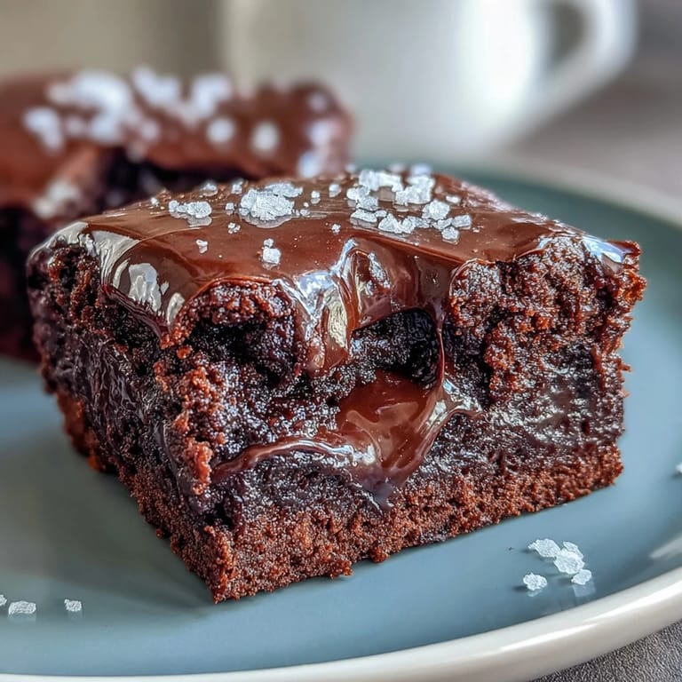Ultra-moist brownies made with sourdough discard and dark chocolate, enhanced by a delicate crunch of flaky sea salt topping.