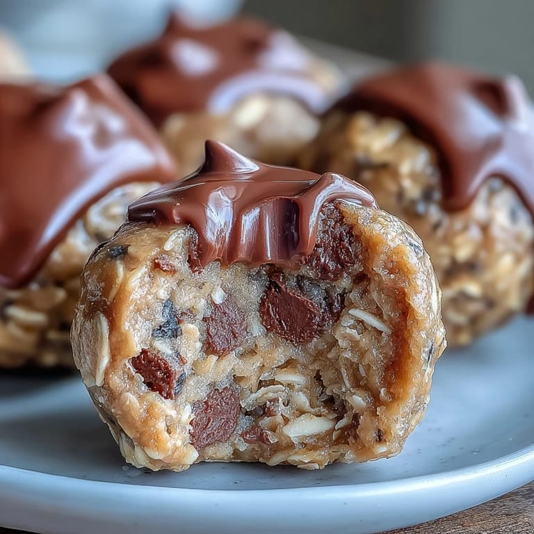 Easy no-bake peanut butter oat bites, packed with oats, honey, and a hint of chocolate.  