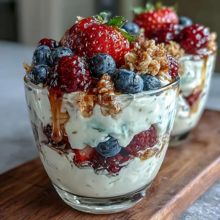 Build-your-own yogurt parfait bar with creamy Greek yogurt, fresh berries, and sweet toppings—perfect for a delightful Mothers Day brunch celebration.