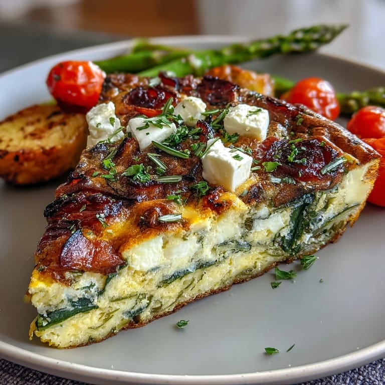 Bright and savory Healthy Easy Spring Veggie Frittata loaded with seasonal veggies, herbs, and a golden egg base.