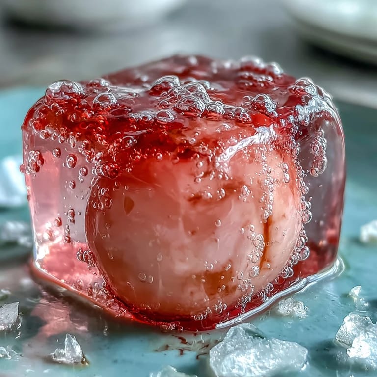 Translucent lychee agar jelly cubes float in chilled sparkling yuzu water, creating a vibrant, gluten-free summer dessert.