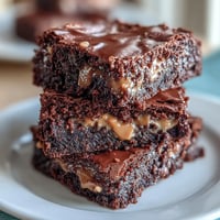 Fudgy sourdough discard brownies with creamy peanut butter swirl, baked to perfection for a rich, indulgent dessert.