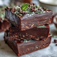 Festive St. Patricks Day Mint Chocolate Chip Brownie Bites with cool mint and rich chocolate chips in a fudgy bite-sized treat.